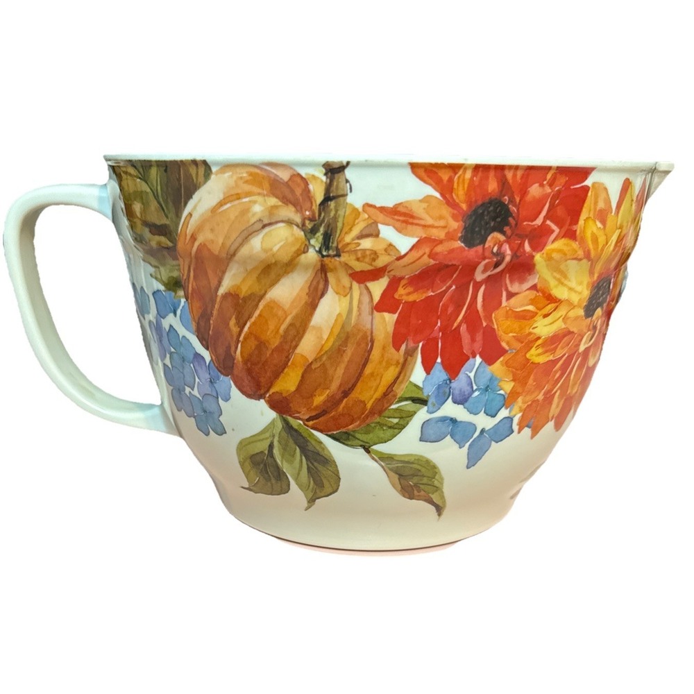 Melamine Harvest Fall Pumpkins Thanksgiving Farmhouse Melamine Mixing Bowl Spout